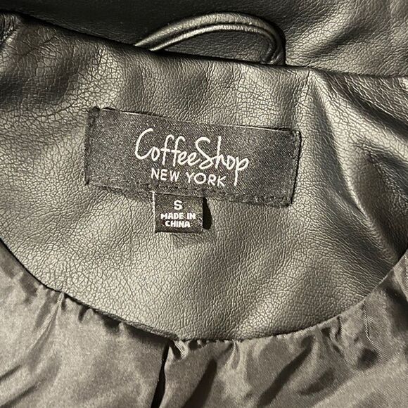 CoffeeShop Juniors Faux-Leather Fringe Moto Jacket Black Small New - Picture 6 of 9